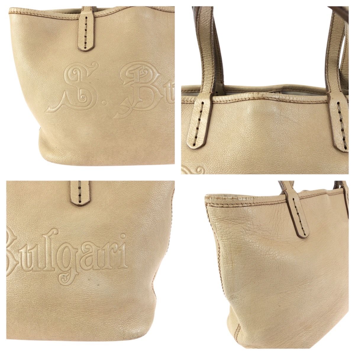 Bvlgari Collezione Beige Gold Leather Tote — view 5