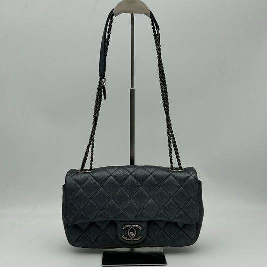 Chanel Quilted Chain Shoulder Bag Gray Silver