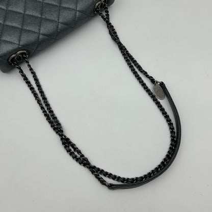 Chanel Quilted Chain Shoulder Bag Gray Silver — view 6