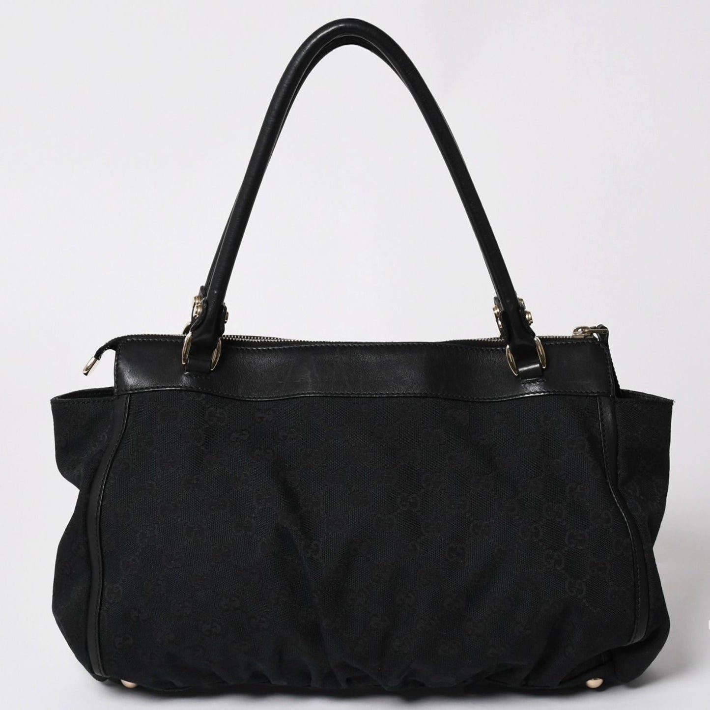Gucci GG Canvas Tote Shoulder Bag Large Leather Black — view 2