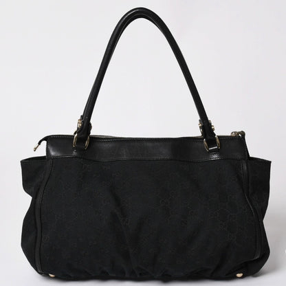Gucci GG Canvas Tote Shoulder Bag Large Leather Black — view 2