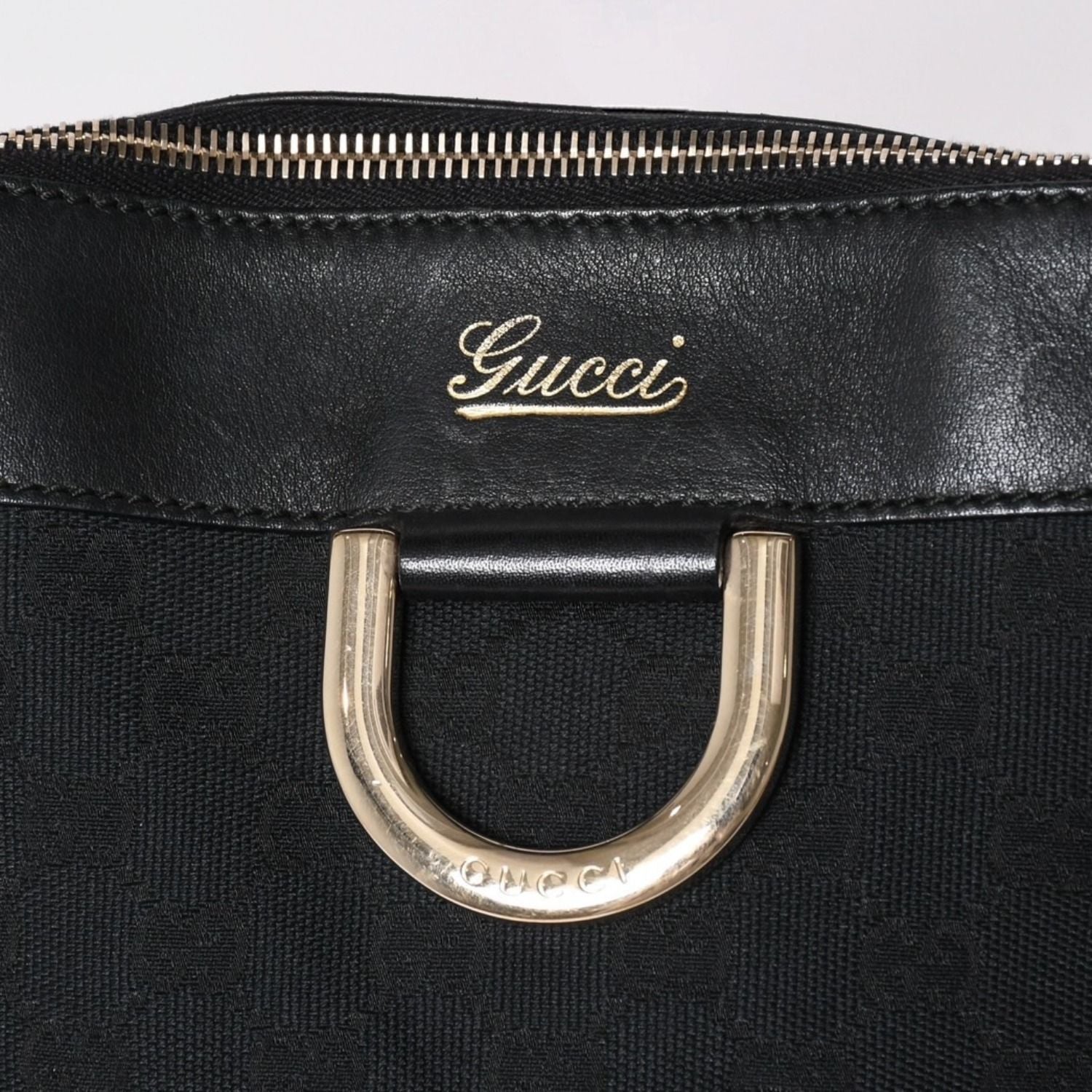 Gucci GG Canvas Tote Shoulder Bag Large Leather Black — view 4