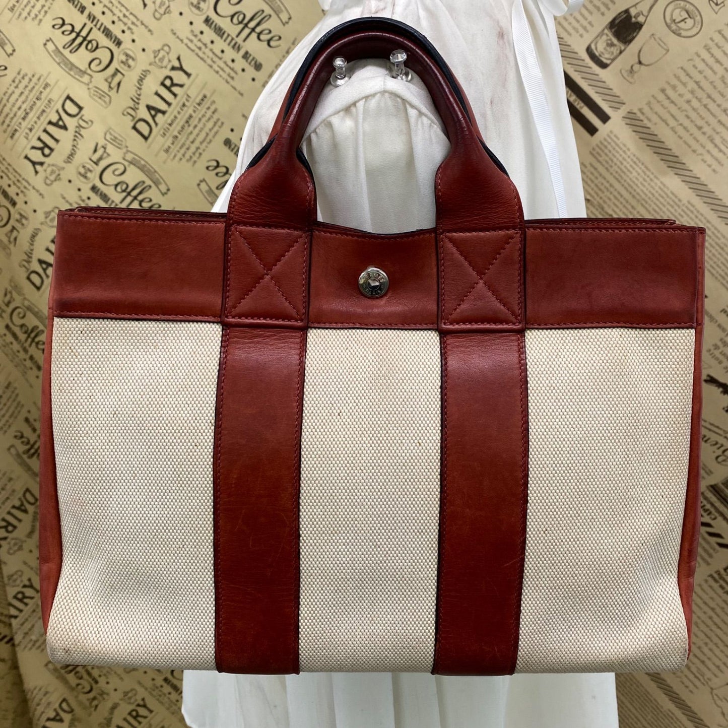 Hermes Handbag Fourre Tout PM Half Leather Tote Travel Business — view 2