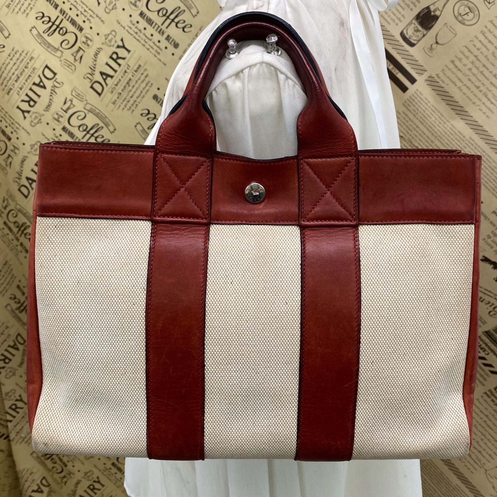 Hermes Handbag Fourre Tout PM Half Leather Tote Travel Business — view 2