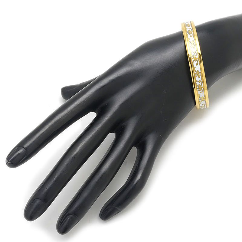 Hermes Enamel PM Bangle White Gold Cloisonne Bracelet — view 6