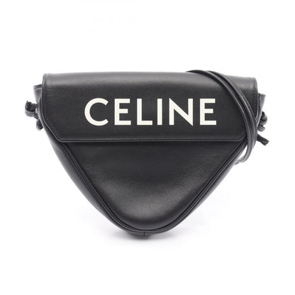 Celine Shoulder Bag Triangle Black Leather Logo