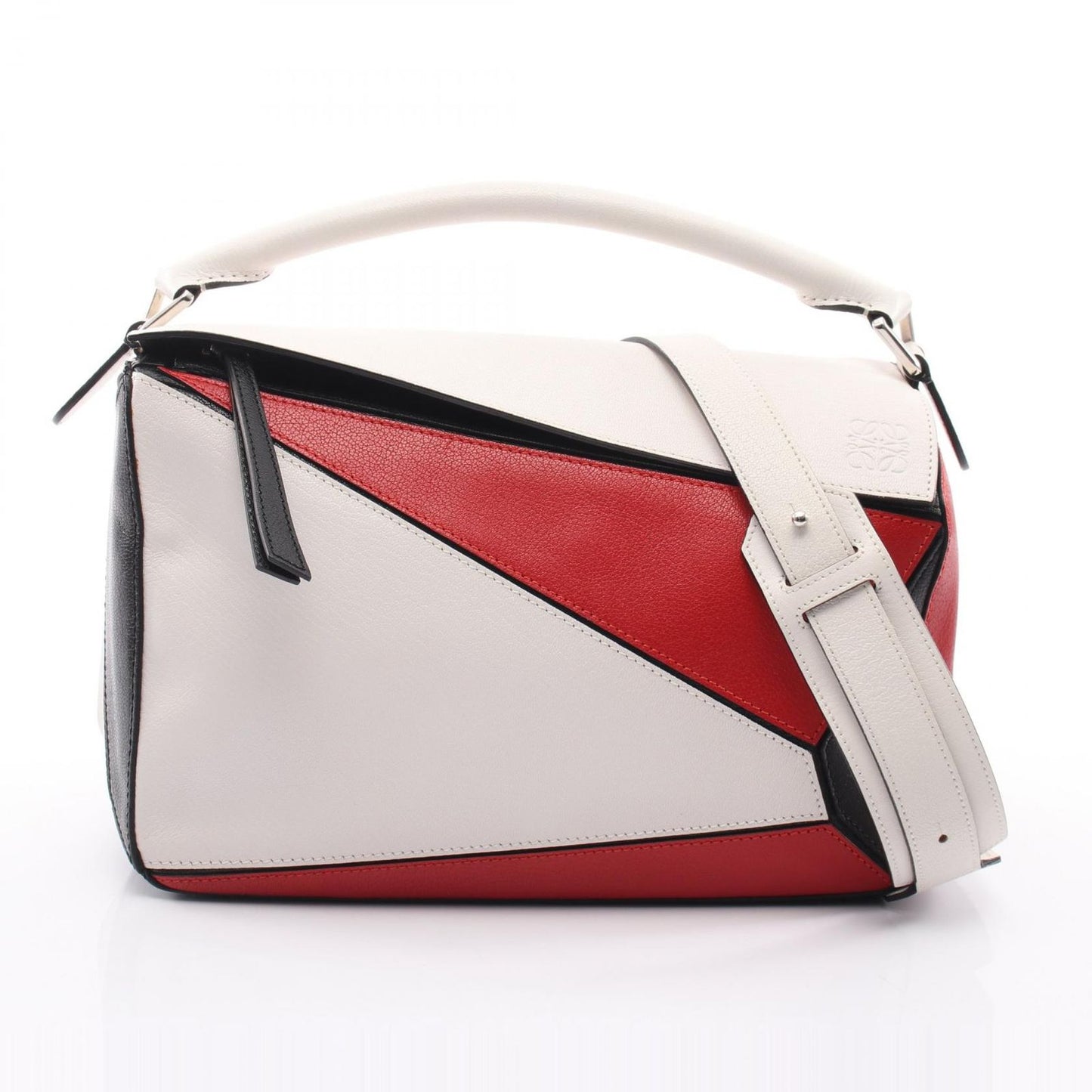 Loewe Handbag Puzzle Bag White Red Black Leather