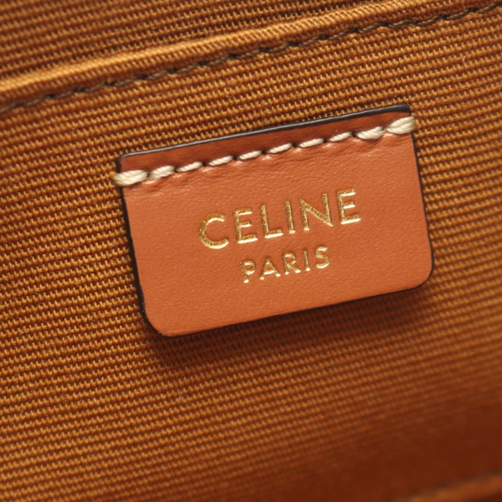 Celine Shoulder Bag Mini Camera Cuir Triomphe Embroidery Black Brown Canvas — view 4