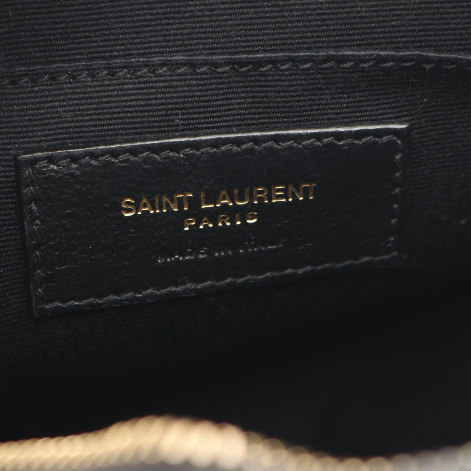 Saint Laurent Shoulder Bag Vinyl Monogram Black Leather Round Chain — view 4