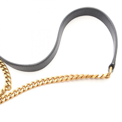 Saint Laurent Shoulder Bag Vinyl Monogram Black Leather Round Chain — view 7