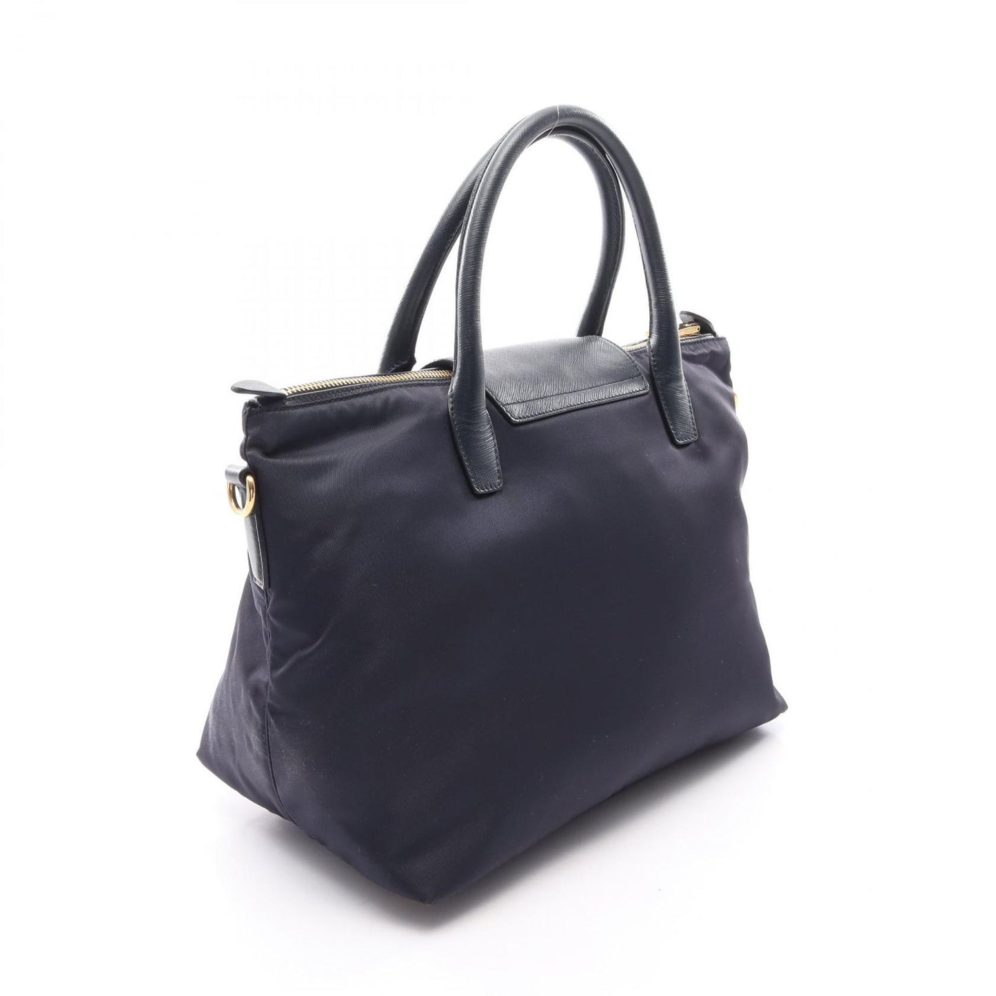 Prada Handbag Tessuto Saffi 2-Way Navy Nylon Saffiano Leather — view 2