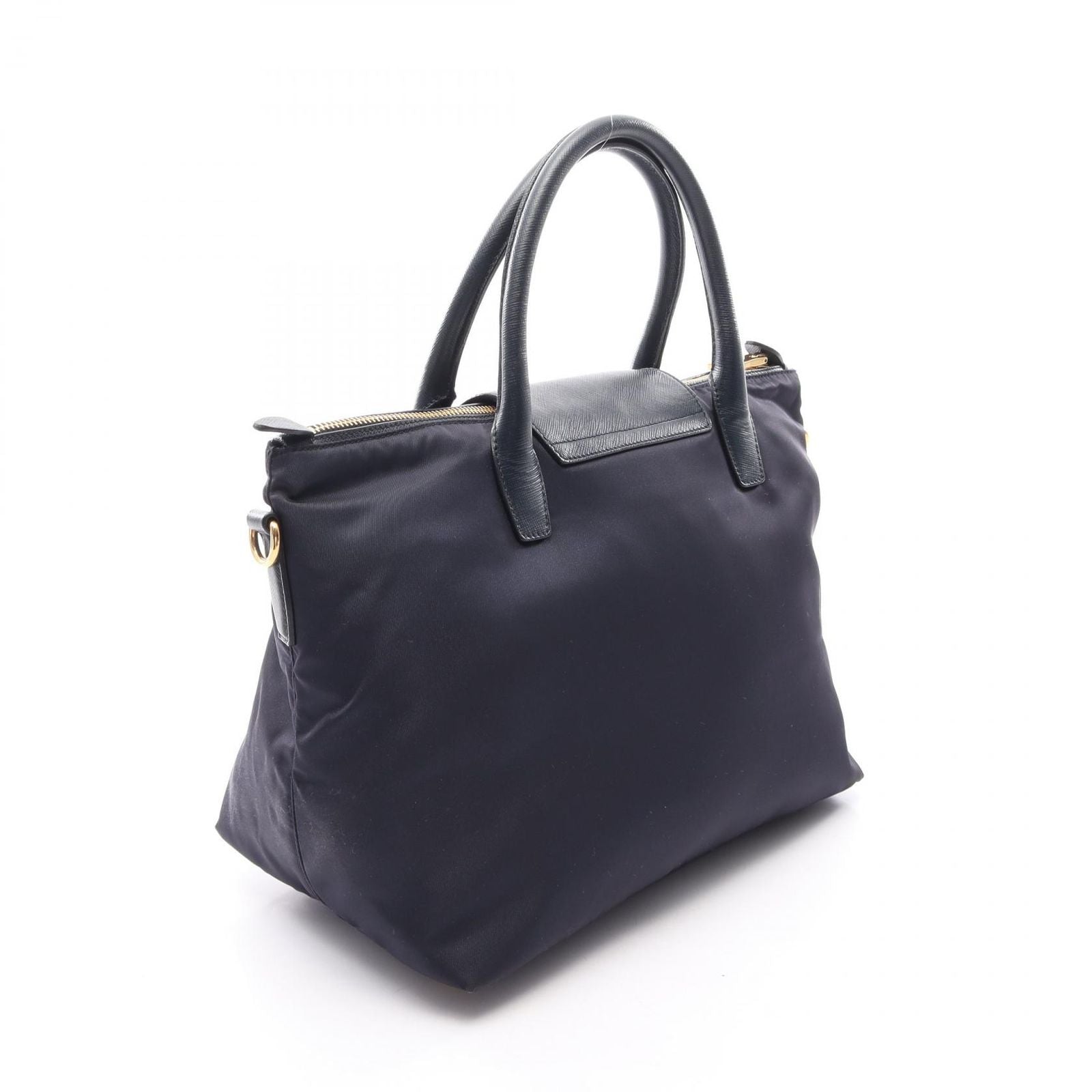 Prada Handbag Tessuto Saffi 2-Way Navy Nylon Saffiano Leather — view 2