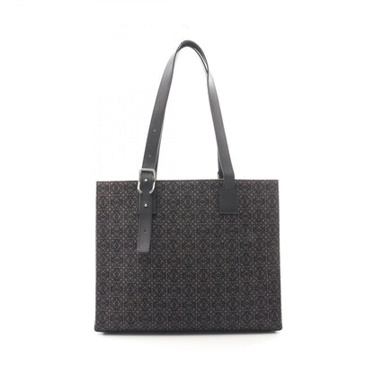 Loewe Tote Buckle Horizontal Anagram Black Canvas Leather