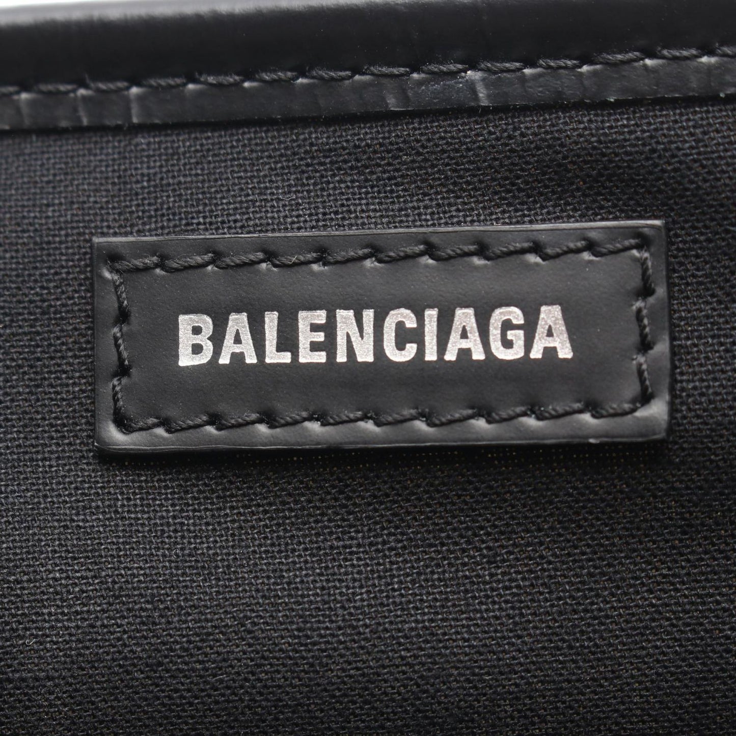 Balenciaga Tote Navy Cabas S Natural Black Canvas Leather — view 4