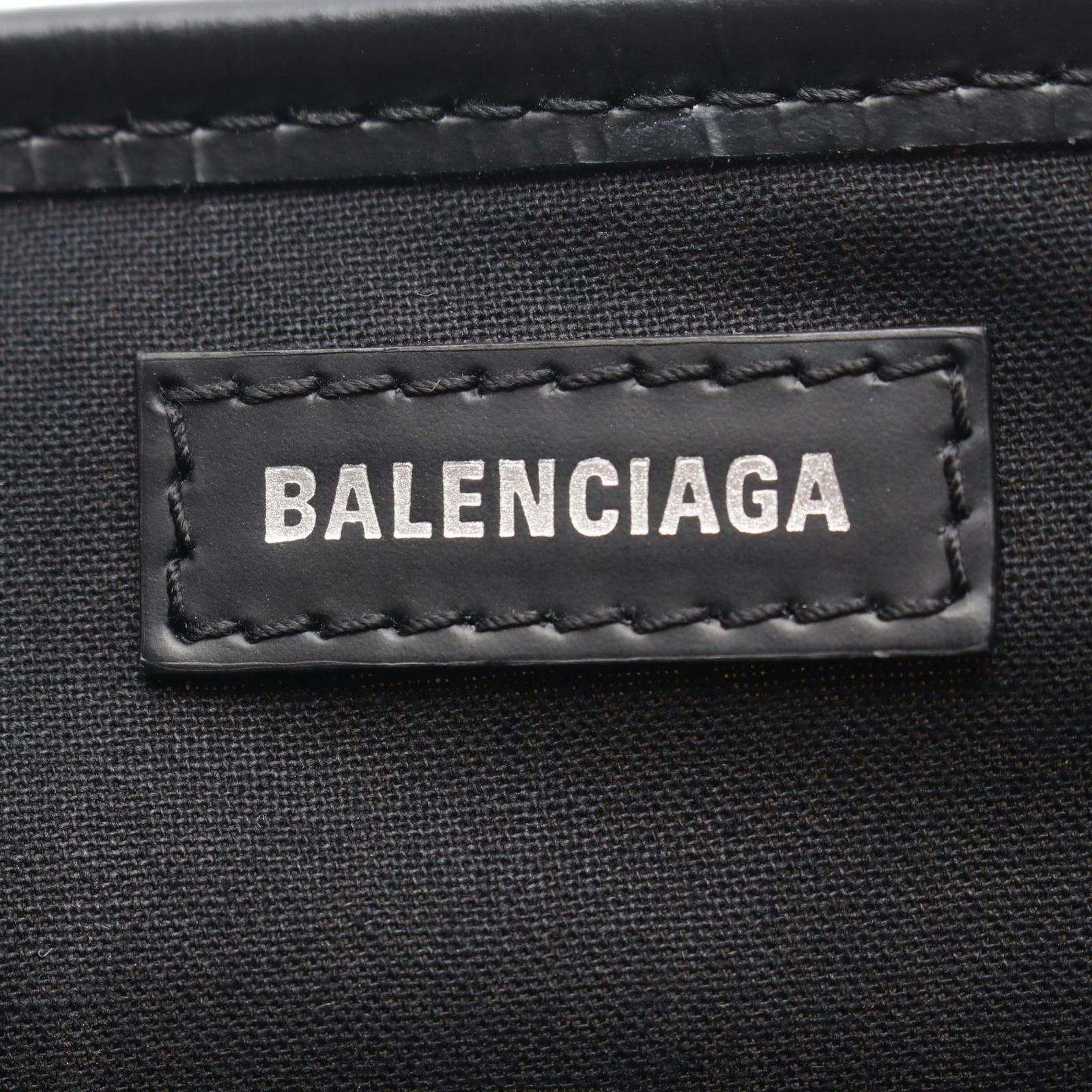 Balenciaga Tote Navy Cabas S Natural Black Canvas Leather — view 4