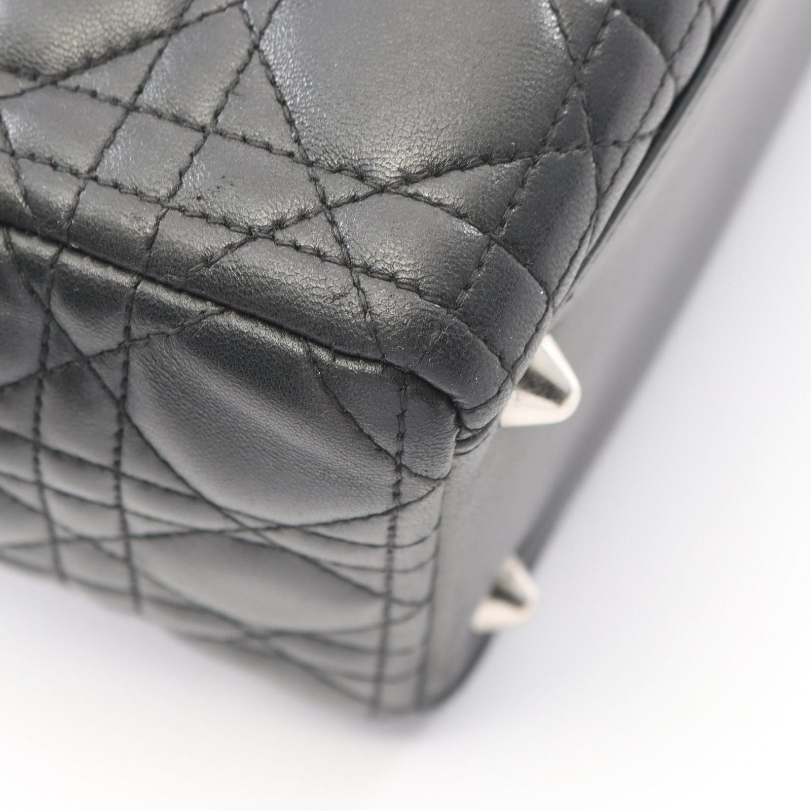 Dior Handbag Lady Dior Large Cannage Black Leather Lady Dior 2-Way Tote — view 7