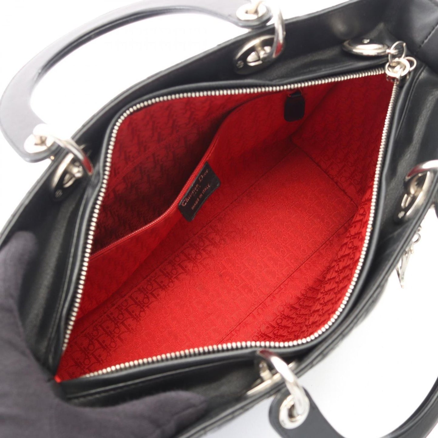 Dior Handbag Lady Dior Large Cannage Black Leather Lady Dior 2-Way Tote — view 3