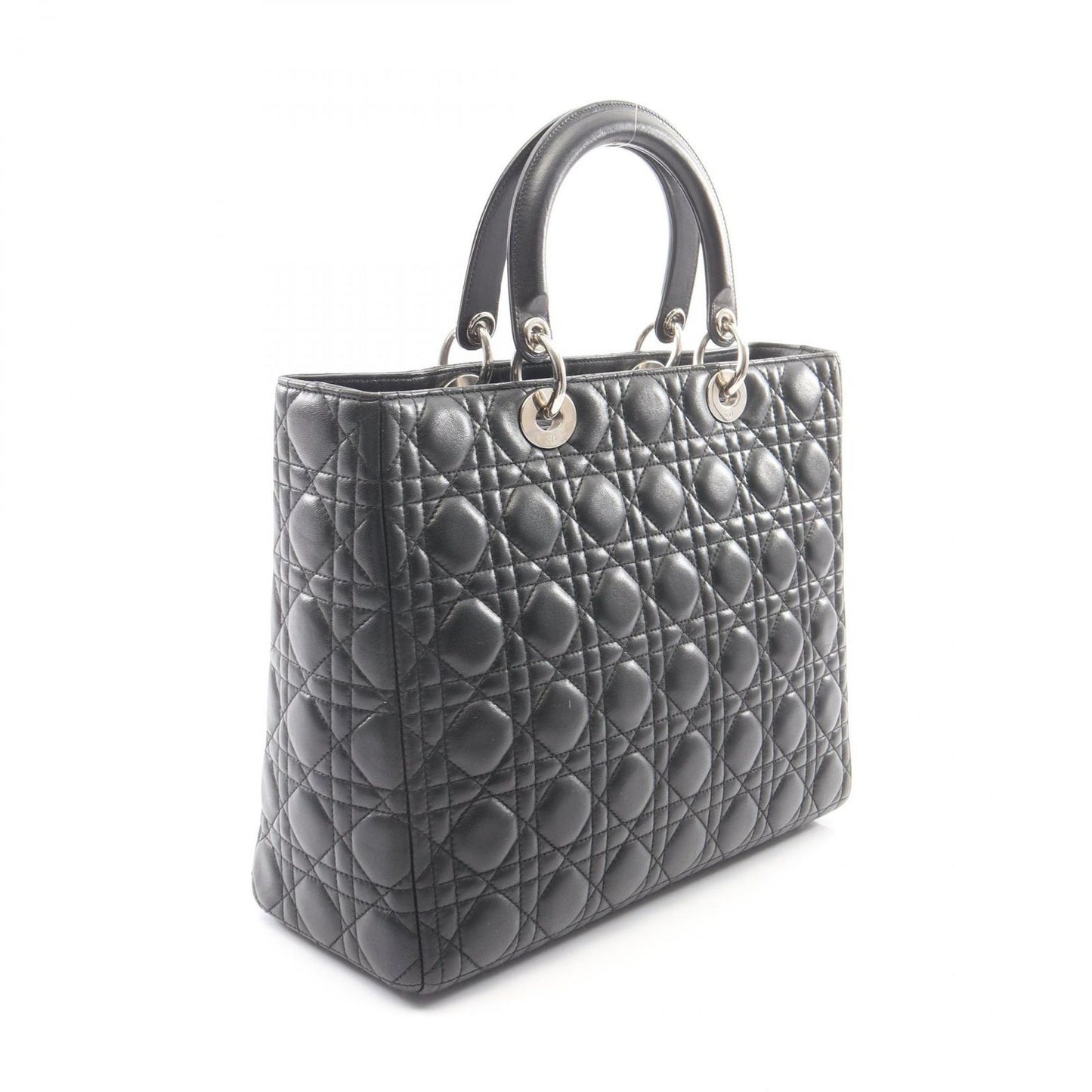 Dior Handbag Lady Dior Large Cannage Black Leather Lady Dior 2-Way Tote — view 2