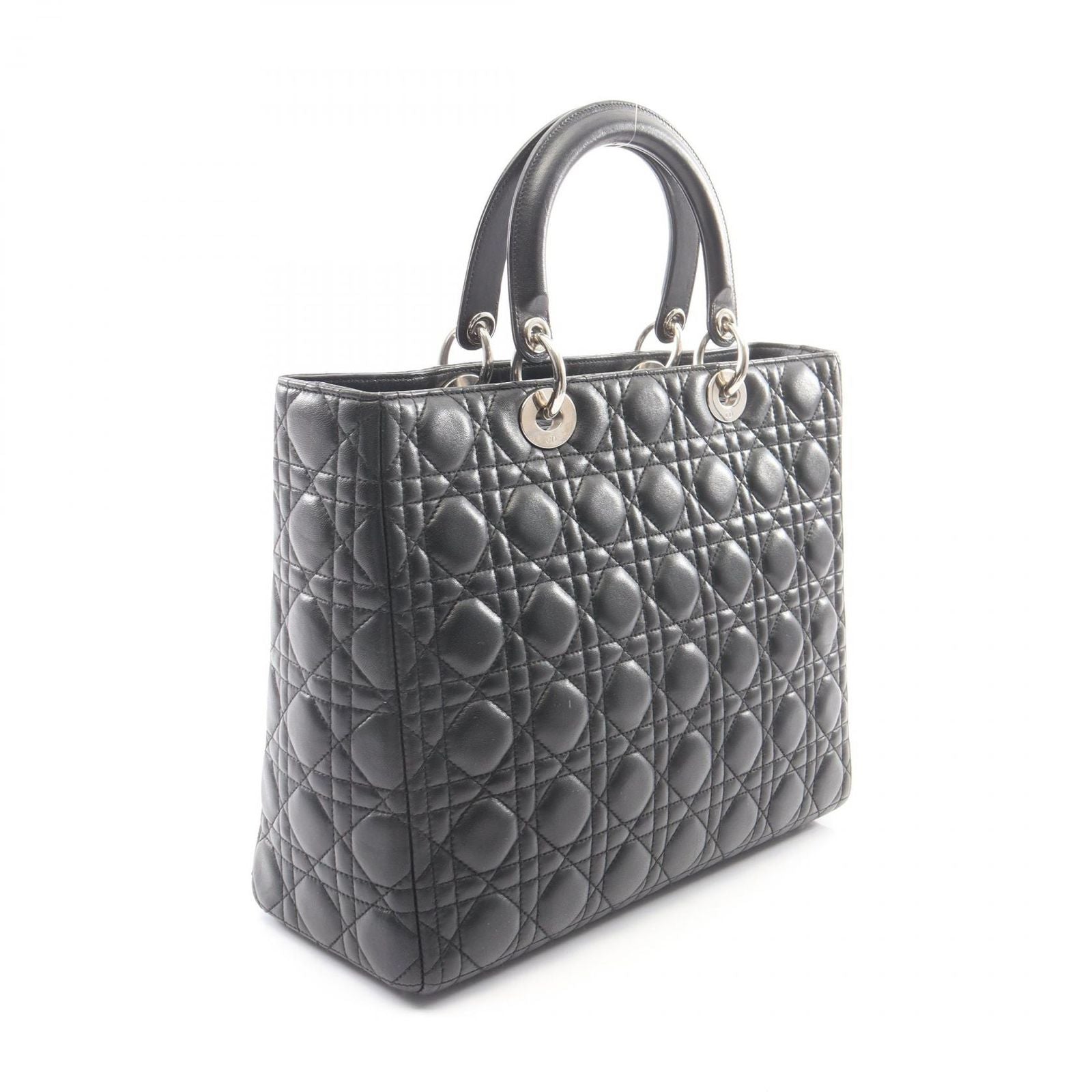 Dior Handbag Lady Dior Large Cannage Black Leather Lady Dior 2-Way Tote — view 2