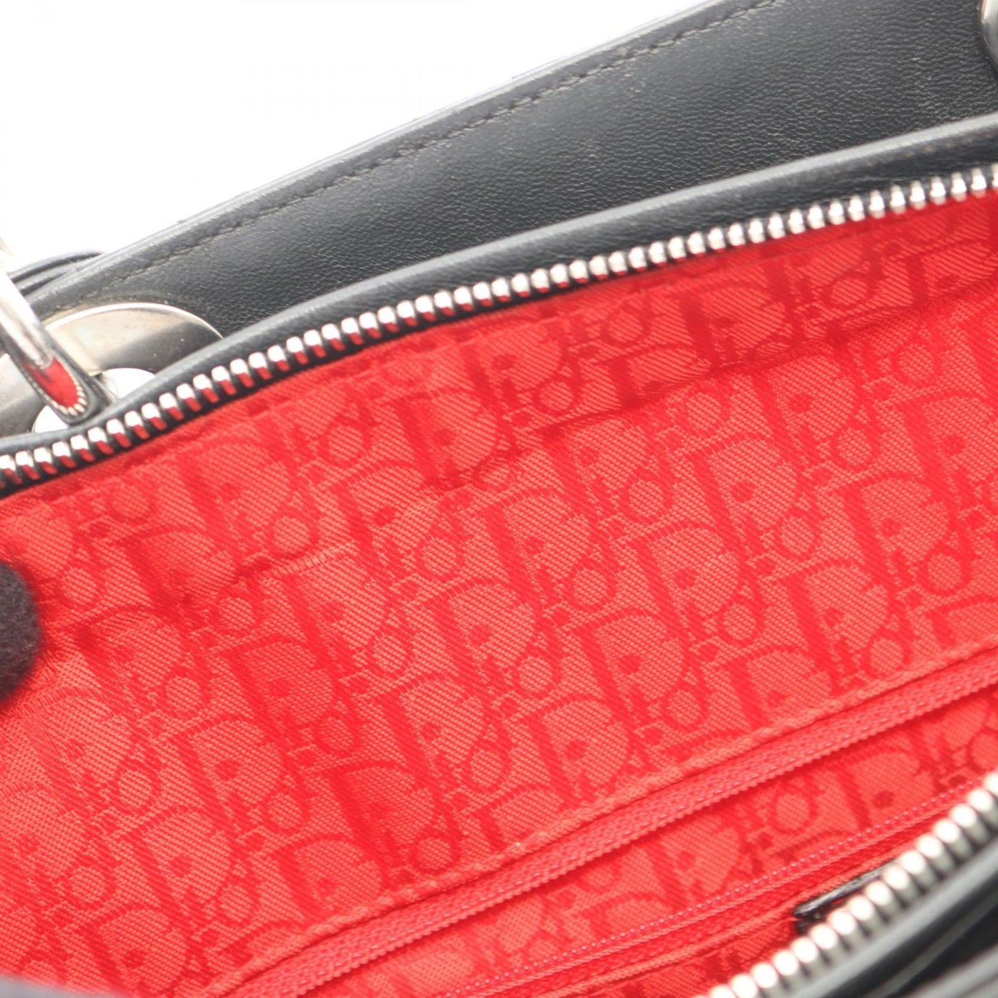 Dior Handbag Lady Dior Large Cannage Black Leather Lady Dior 2-Way Tote — view 6