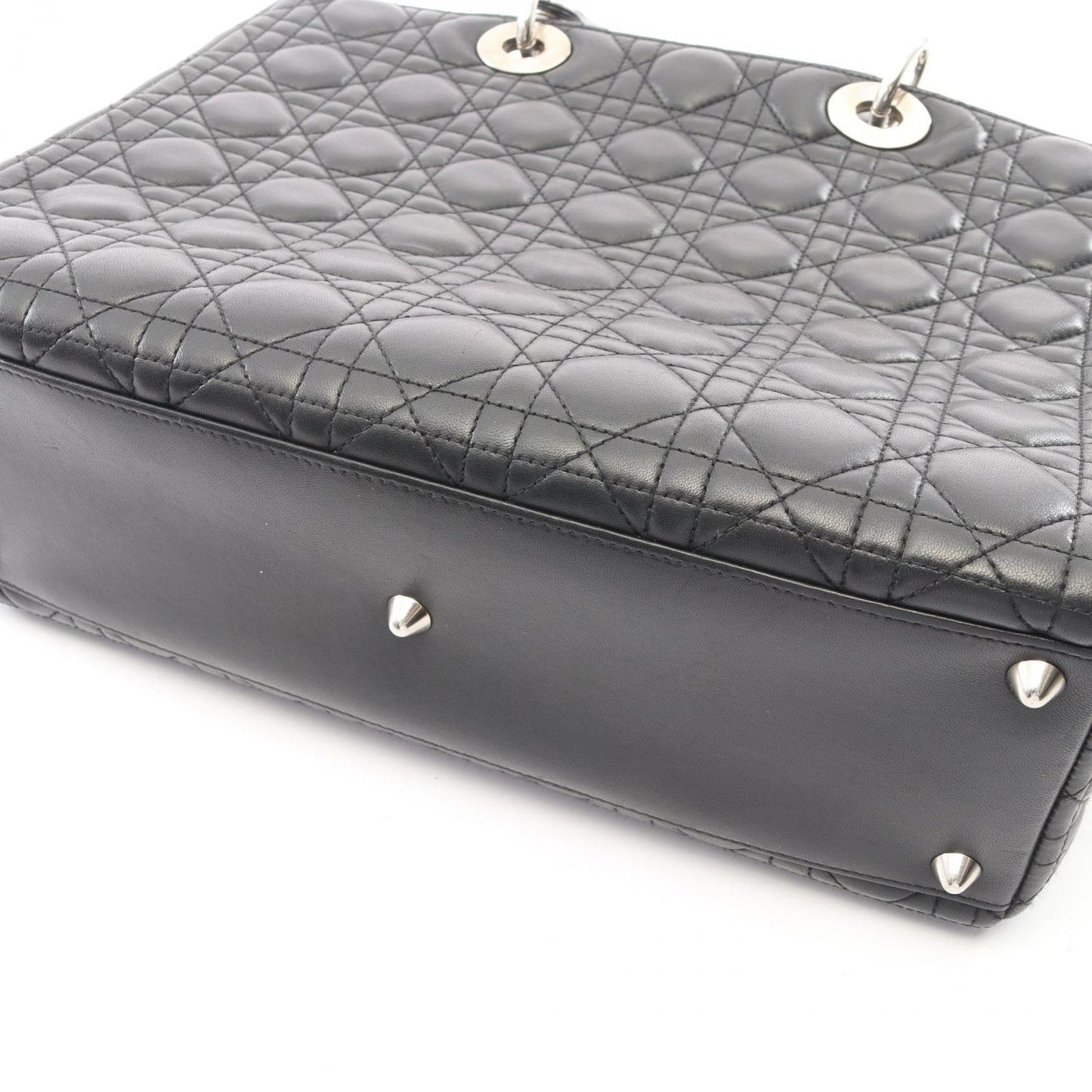 Dior Handbag Lady Dior Large Cannage Black Leather Lady Dior 2-Way Tote — view 9