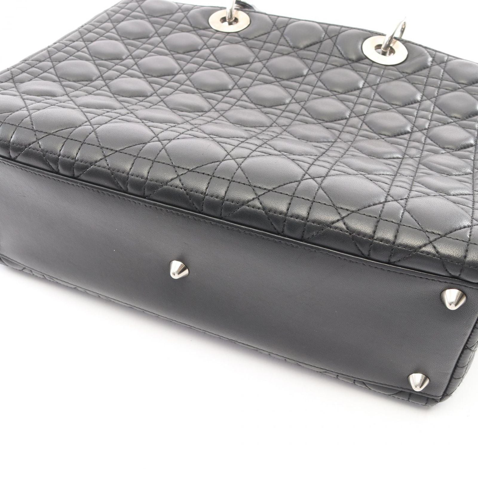 Dior Handbag Lady Dior Large Cannage Black Leather Lady Dior 2-Way Tote — view 9