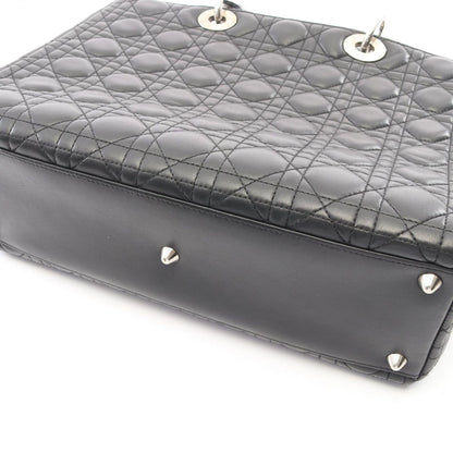 Dior Handbag Lady Dior Large Cannage Black Leather Lady Dior 2-Way Tote — view 9