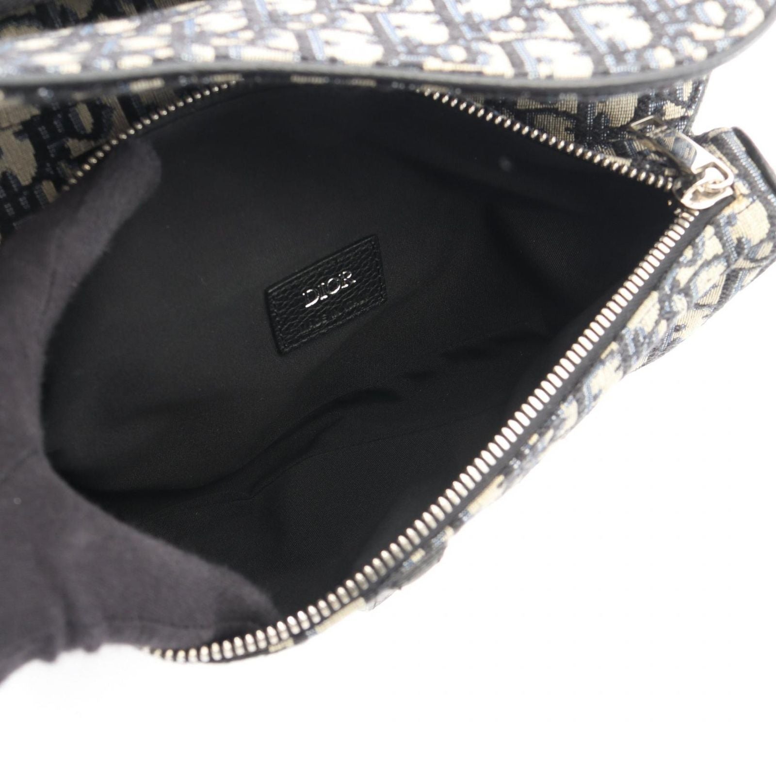 Dior Waist Bag Saddle Oblique Jacquard Navy Canvas Leather — view 3