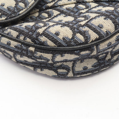 Dior Waist Bag Saddle Oblique Jacquard Navy Canvas Leather — view 6