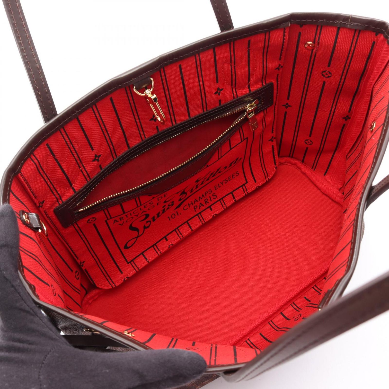 Louis Vuitton Tote Neverfull PM Damier Ebene Canvas Leather — view 3