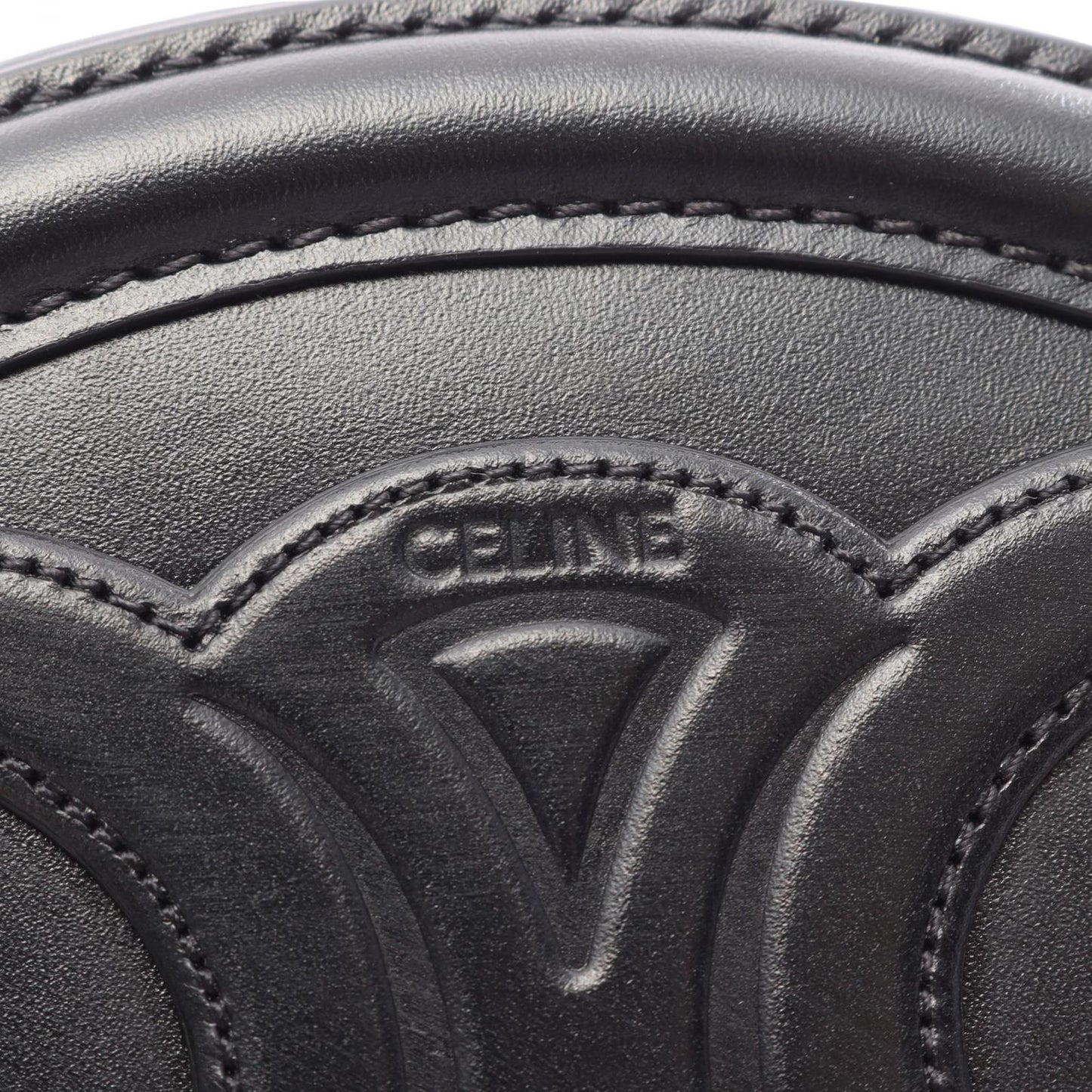 Celine Shoulder Bag Trio Black Leather Oval Purse Cuir — view 4