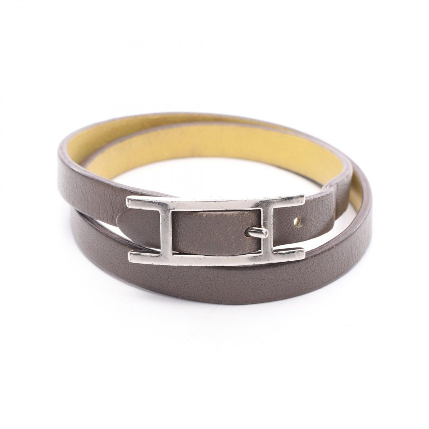 Hermes Bracelet Behapi Double Tour Reversible Leather Stainless Steel