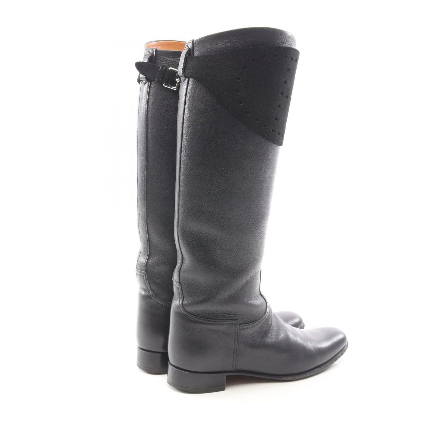 Hermes Boots Evelyne Black Leather Suede Long — view 2