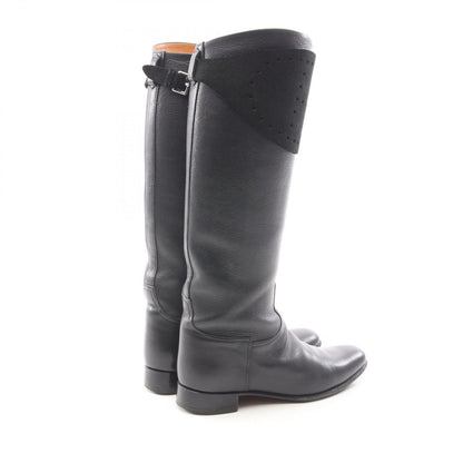 Hermes Boots Evelyne Black Leather Suede Long — view 2