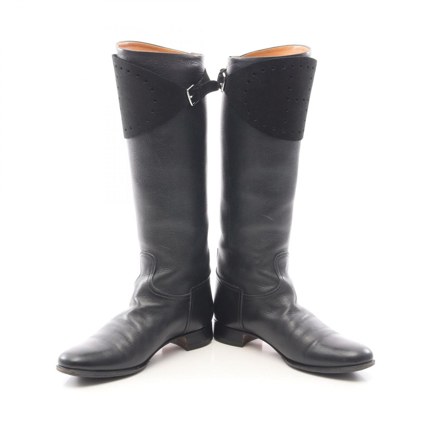 Hermes Boots Evelyne Black Leather Suede Long — view 3