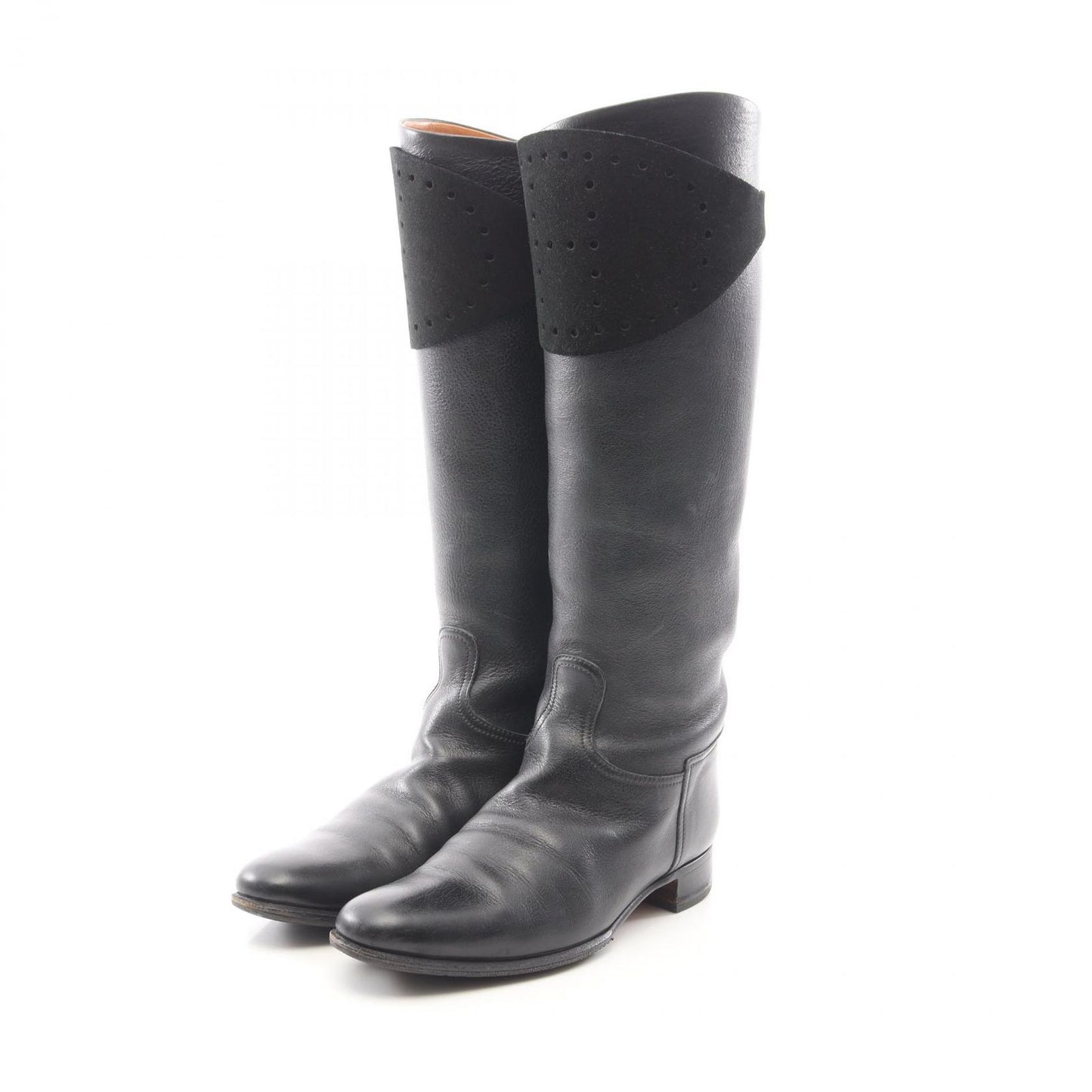 Hermes Boots Evelyne Black Leather Suede Long