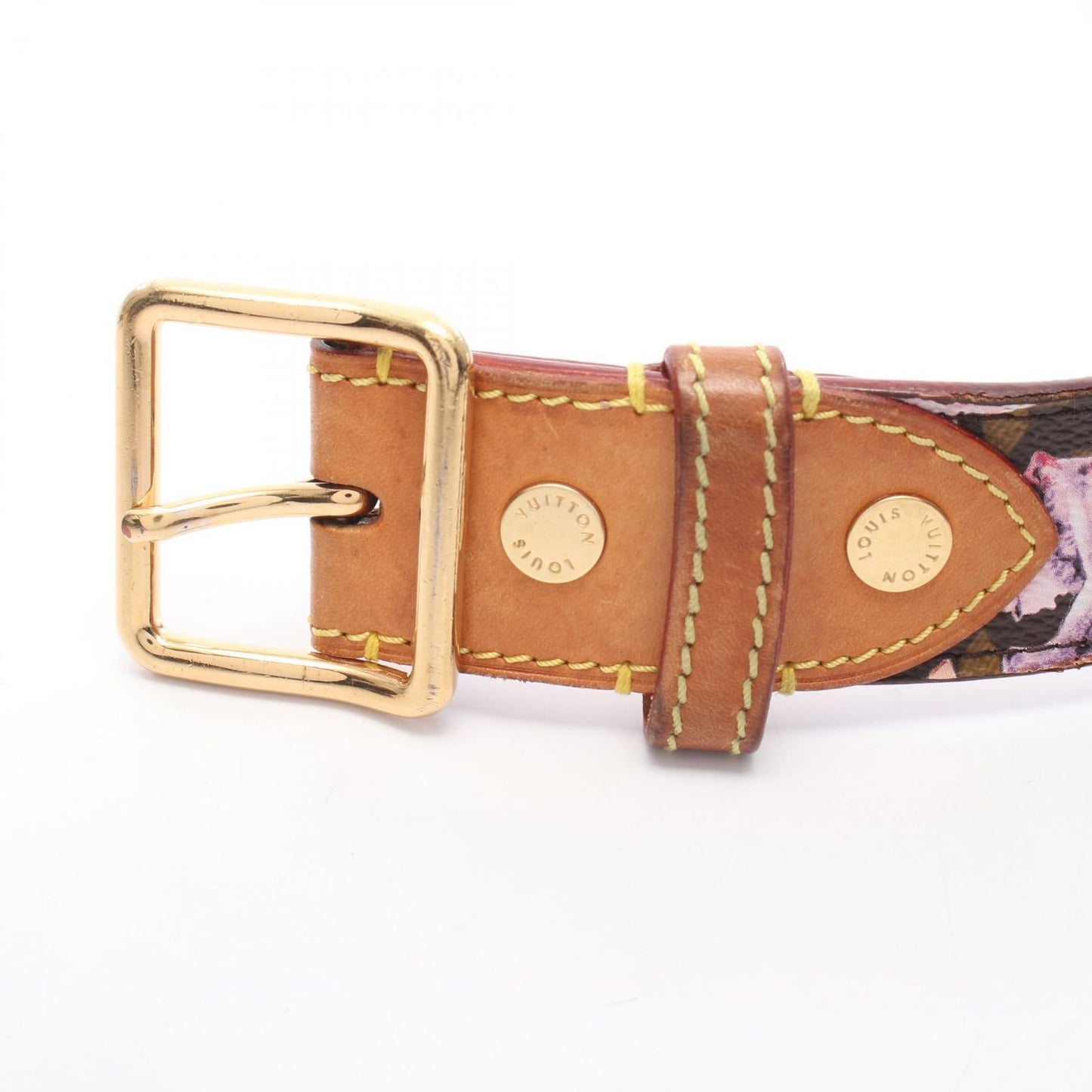Louis Vuitton Belt Ceinture Monogram Water Color Gold Leather Canvas — view 2