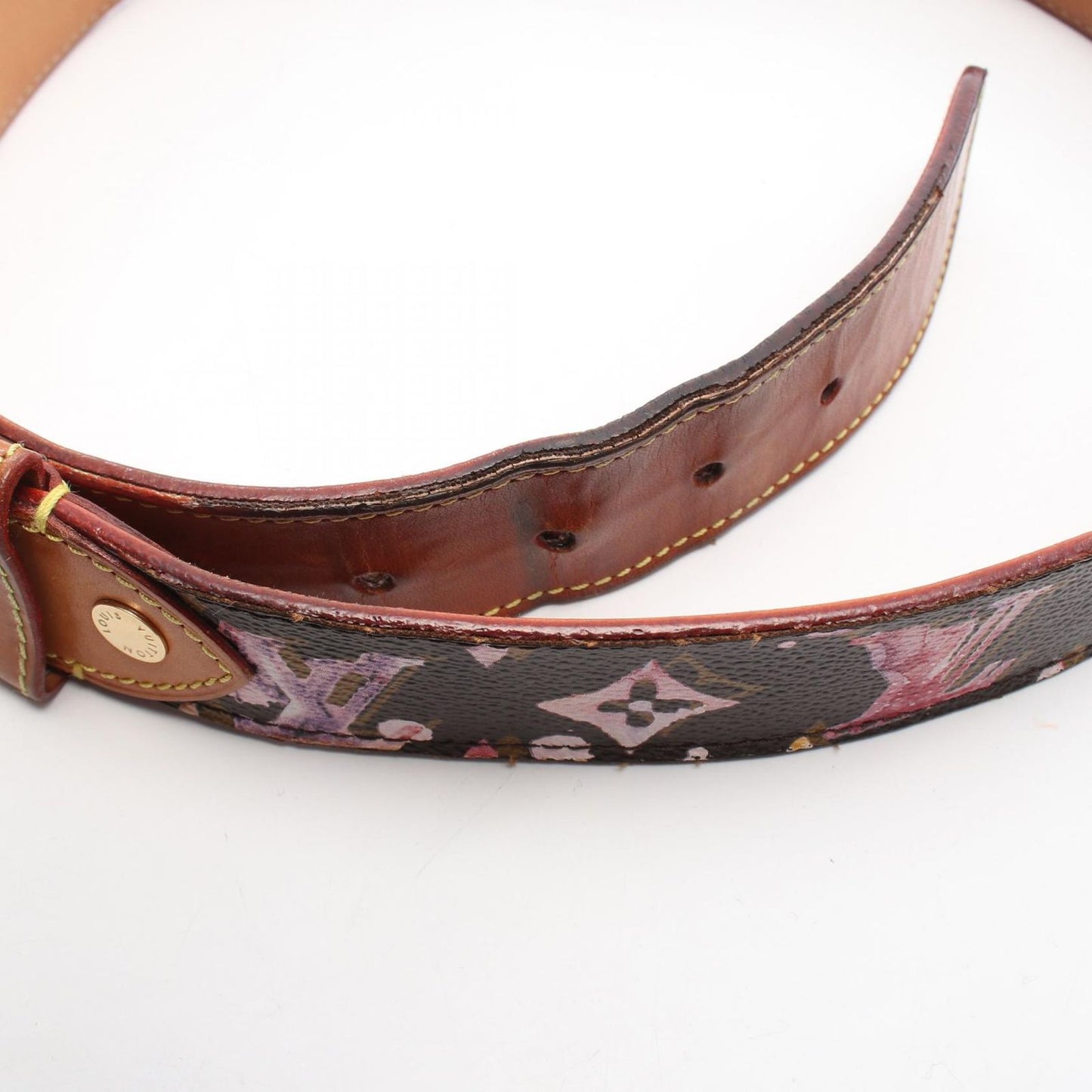 Louis Vuitton Belt Ceinture Monogram Water Color Gold Leather Canvas — view 6