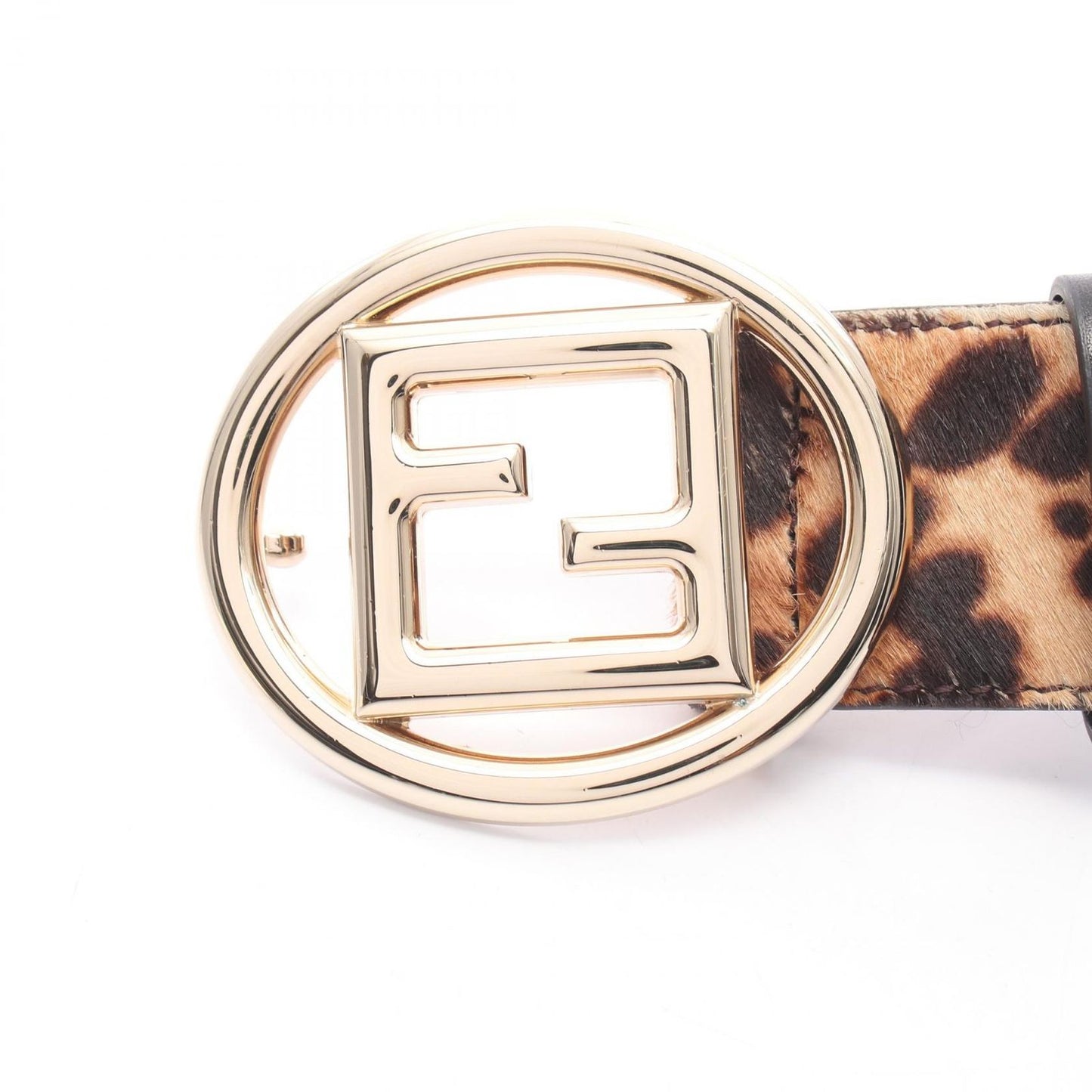 Fendi Belt FF Logo Buckle Leopard Gold Leather — view 2