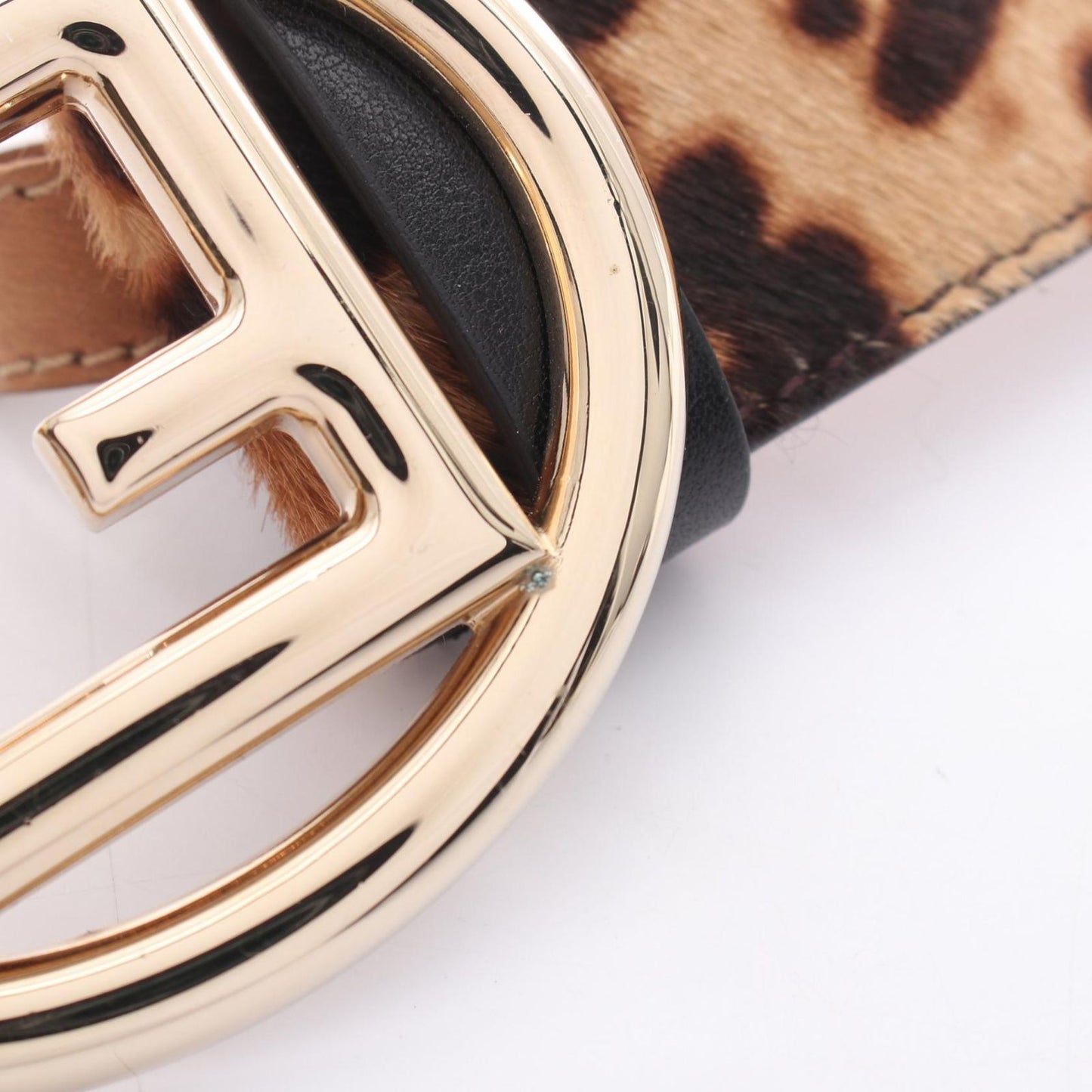 Fendi Belt FF Logo Buckle Leopard Gold Leather — view 7