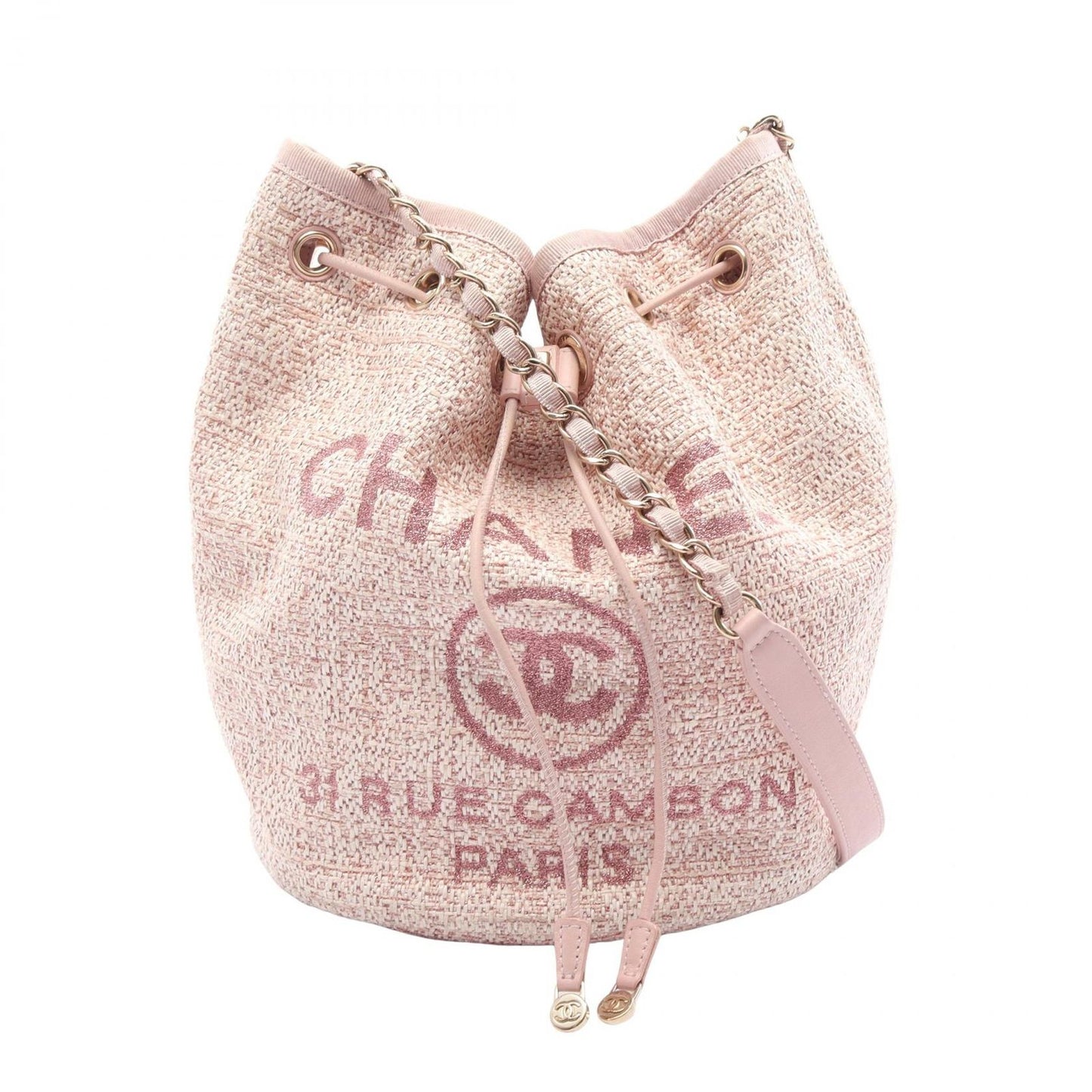 Chanel Shoulder Bag Deauville Pink Leather Drawstring