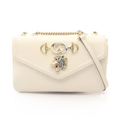 Gucci Shoulder Bag Raja Tiger Head White Leather Chain