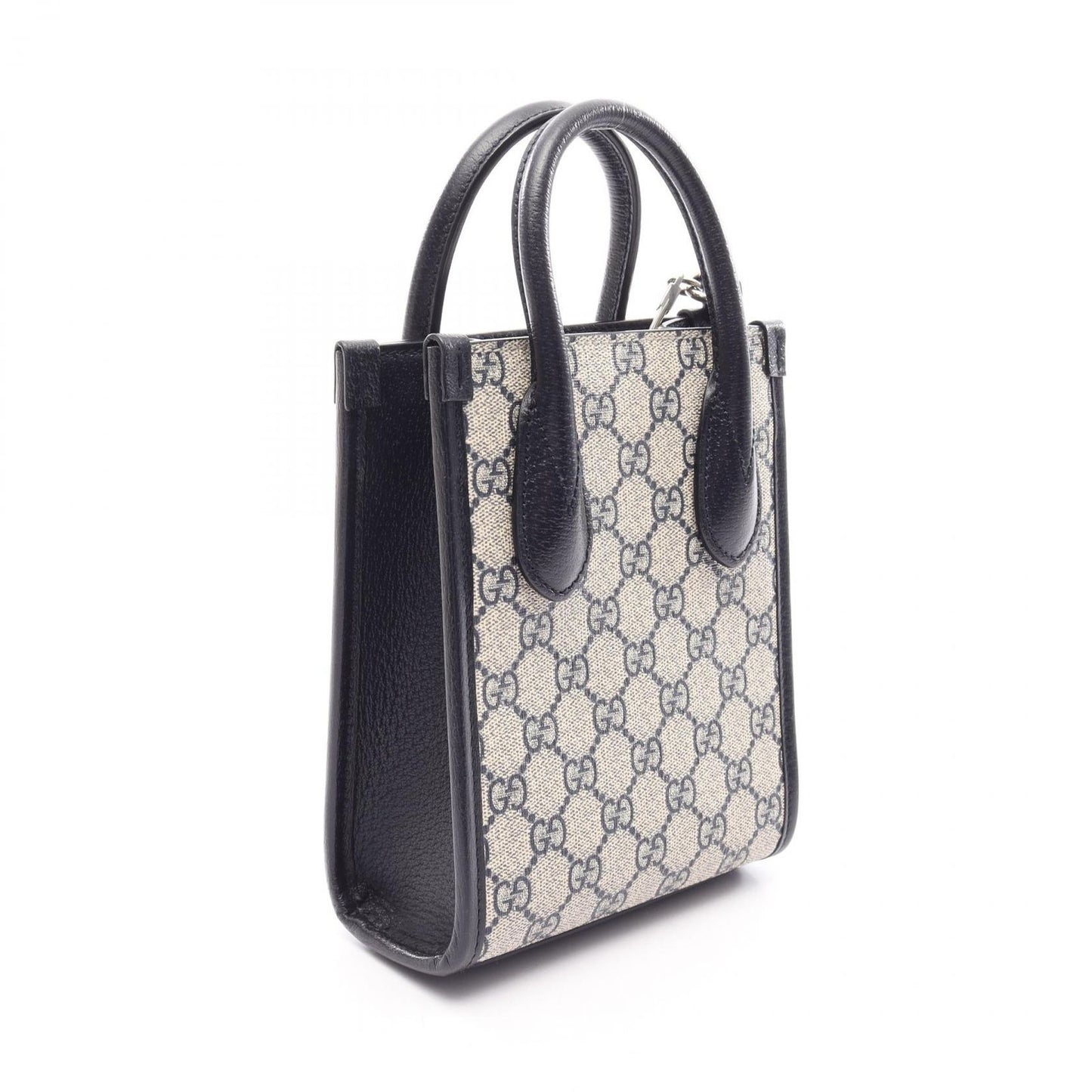 Gucci Handbag Interlocking Mini Tote 2-Way Beige Navy Canvas Leather — view 2