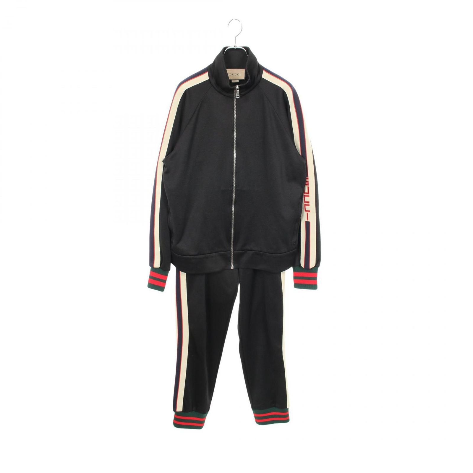 Gucci Set Web Line Technical Jersey Track Jacket Pants Black Cotton Set