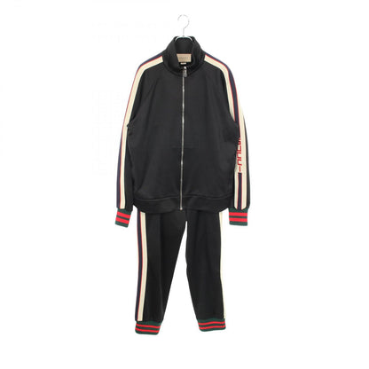 Gucci Set Web Line Technical Jersey Track Jacket Pants Black Cotton Set