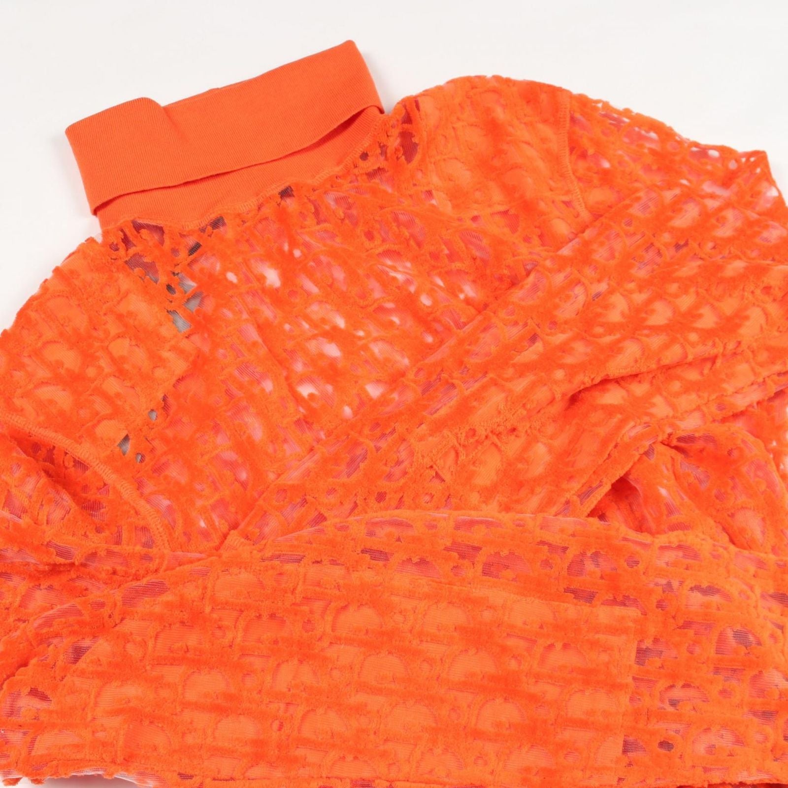 Dior Knit Oblique Sheer Gauze Turtleneck Cotton Sweater — view 6