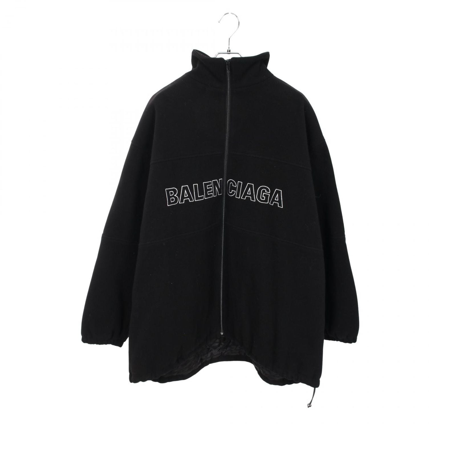 Balenciaga Logo Embroidery Fleece Wool Jacket