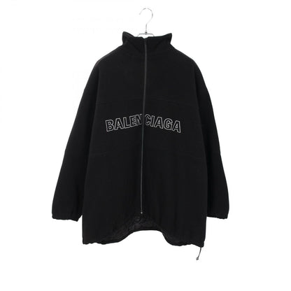 Balenciaga Logo Embroidery Fleece Wool Jacket