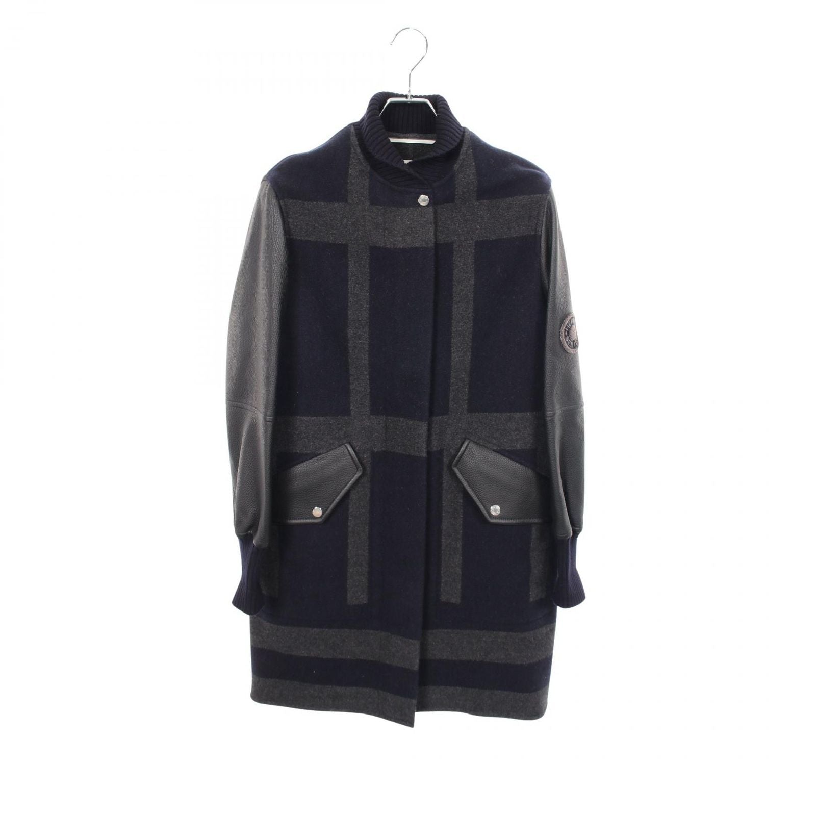 Hermes Varsity Jacket Navy Cashmere Leather Coat