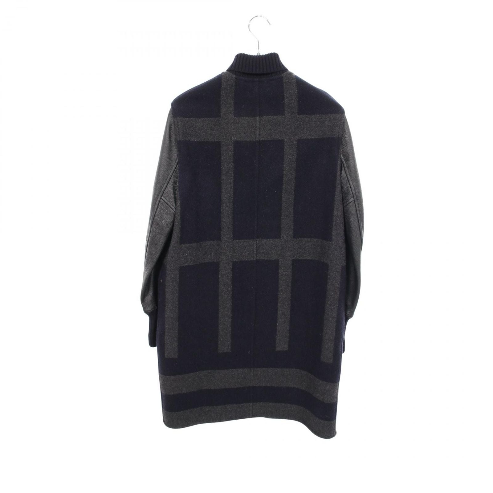 Hermes Varsity Jacket Navy Cashmere Leather Coat — view 2